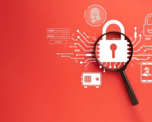 Lupe auf Sicherheitsschloss