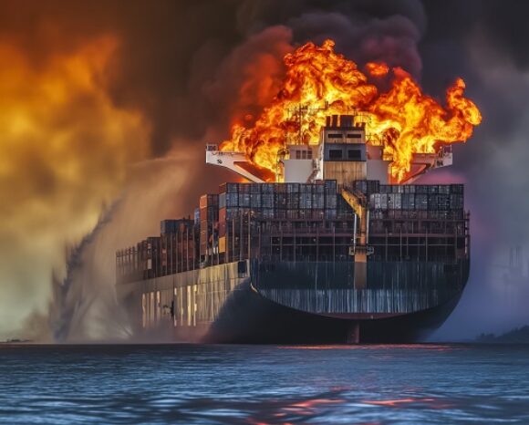 Ship on fire