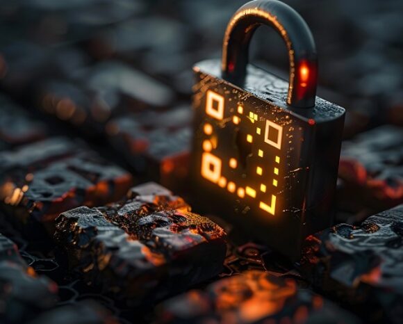 Glowing QR Code Padlock Icon
