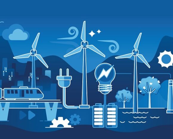 Clean energy usage for sustainable urban transportation and infrastructure dark outline concept.