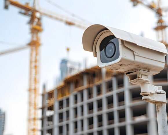 Kamera überwacht Geschehen auf einer Baustelle, BauWatch