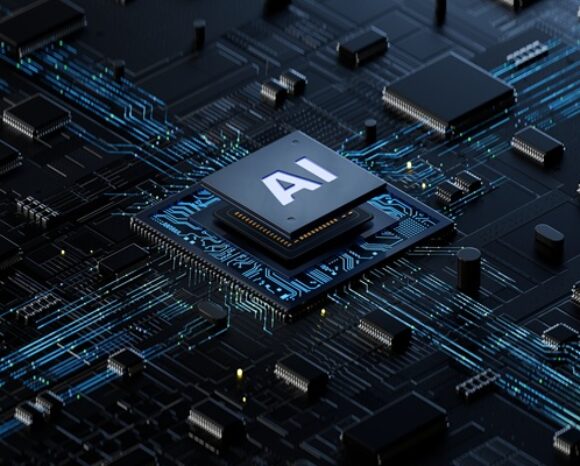 Das Wort AI auf einem CPU